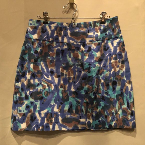 ANN TAYLOR Seafoam Green, Tan & Blue Skirt - Size 4 - Picture 1 of 4